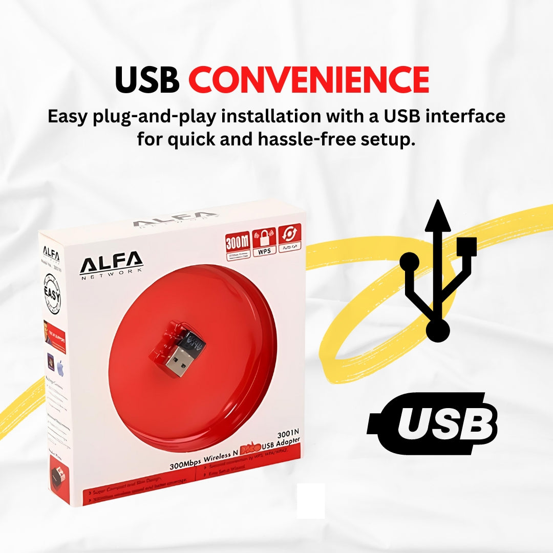 Alfa Usb LAN Card For Computer Laptop Catcher 300-Mbps