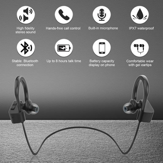 LETSCOM U8l Bluetooth Headphones V5.0 IPX7 Waterproof Black