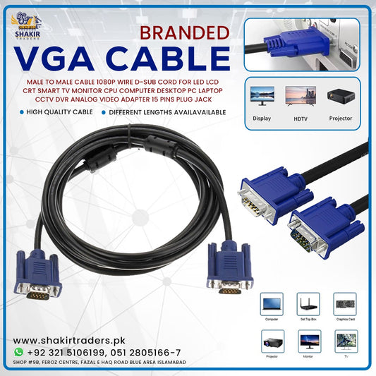 VGA Cable 1.5m Length cable for pc / projector ETC Male to Male